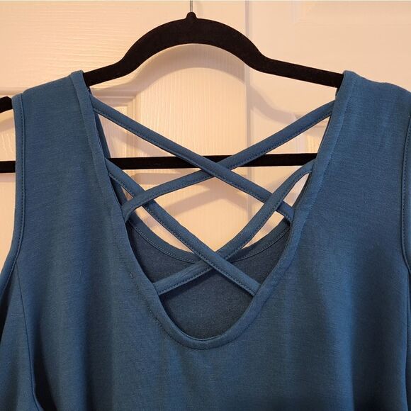 NWT Lane Bryant teal cold shoulder long-sleeved blouse - Picture 9 of 9